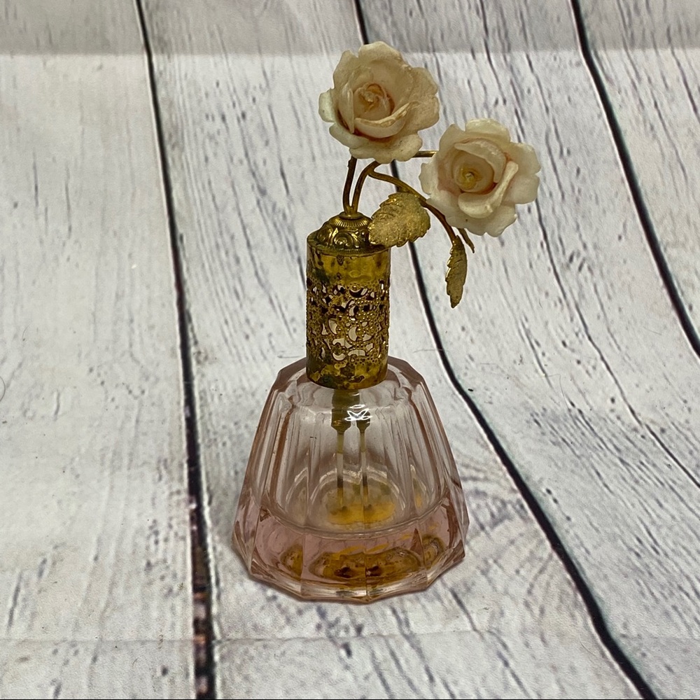 Vintage Tompadour pink rose gold perfume bottle